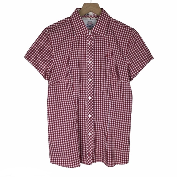 THOMAS DEAN Alabama Collegiate Shirt Button Up Gingham Embroidered Size Large - Picture 12 of 12